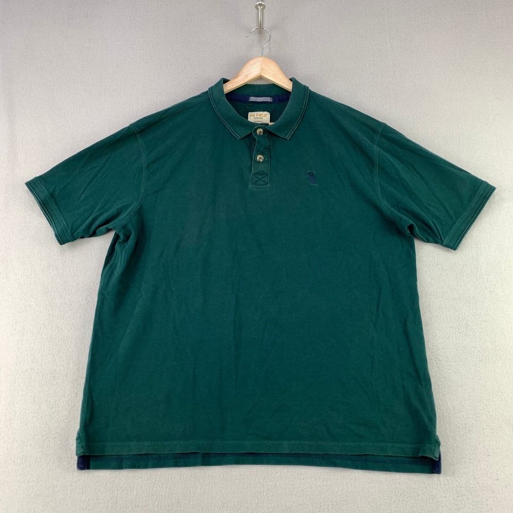PG Field Heritage Polo Shirt Men XL Green Pique Cotton Short Sleeve Stag Logo